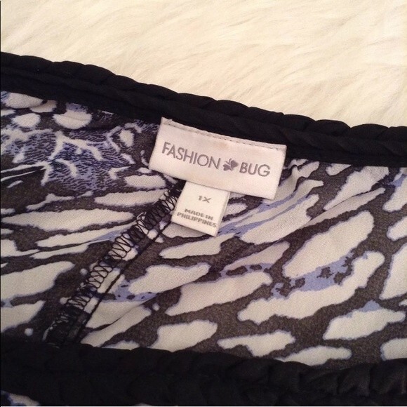 Fashion Bug Top 1X Semi Sheer Kimono Blouse (BG) - Picture 4 of 6